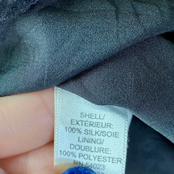 Express Womens Blouse Black Crew Neck Tie Tank 100% Silk Lined Side Zip XL - Picture 5 of 11